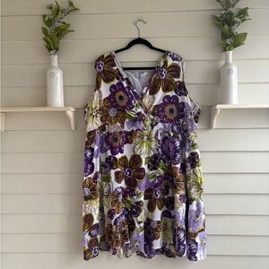 Only Necessities Floral Dress in Purples, Green, and Brown Women’s Size 28W